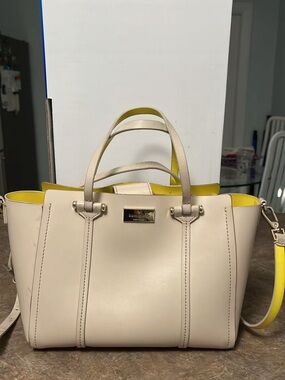 Kate spade Cream Leather Tote with Yellow Lining - Designer-Inspired Women’s Bag